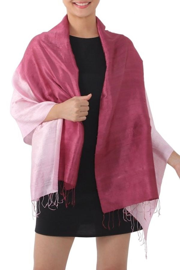 Alternate image for Silk Shawl from Thailand Shimmering Orchid