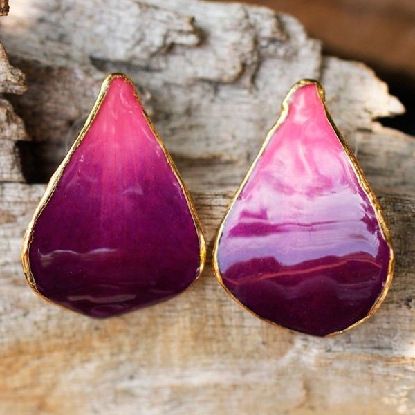 Alternate image for Gold Plated Natural Orchid Earrings Purple Tears