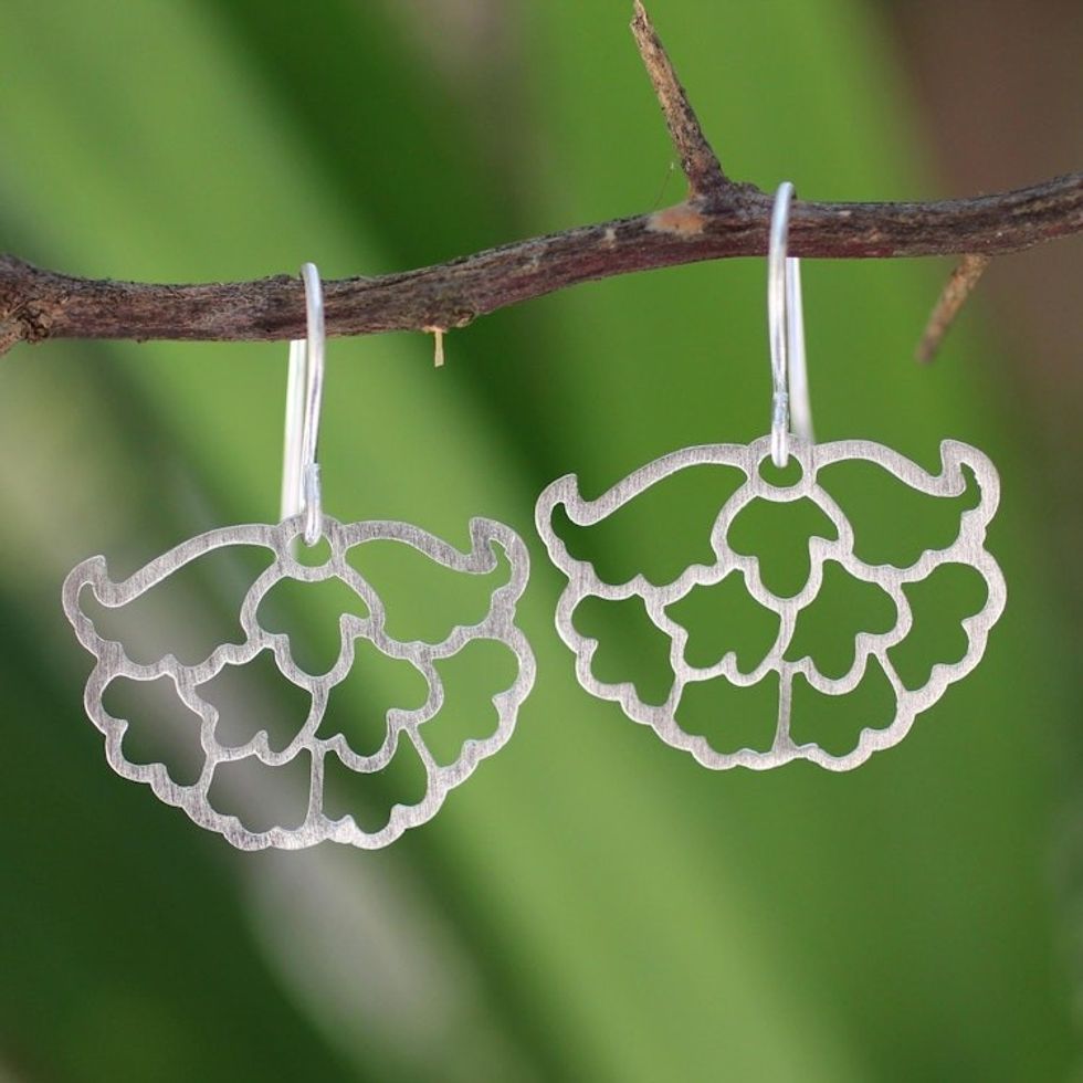 Sterling silver flower earrings 'Peony'