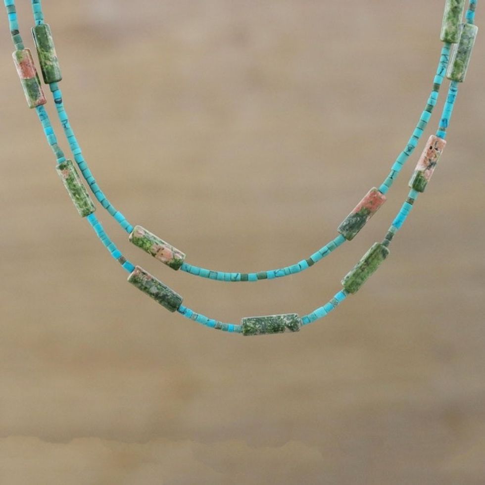 Jasper Reconstituted Turquoise Choker 'Islands in the Stream'
