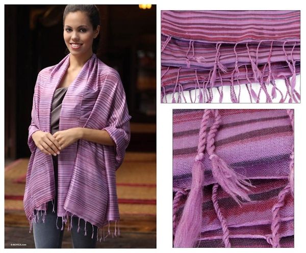 Alternate image for Fair Trade Womens Silk Shawl Hydrangea Melody