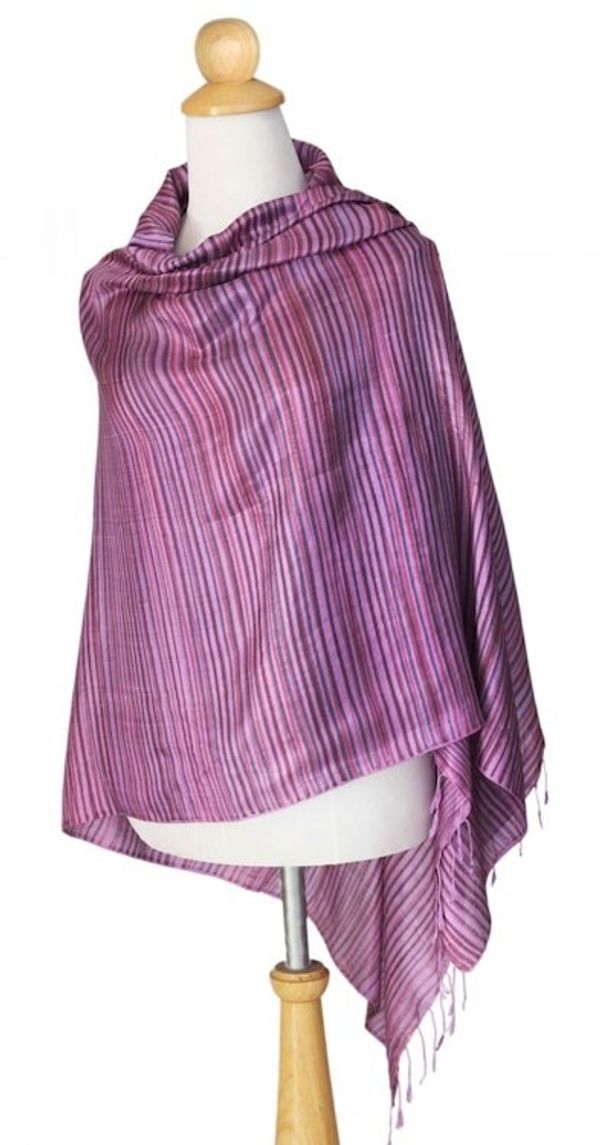 Alternate image for Fair Trade Womens Silk Shawl Hydrangea Melody