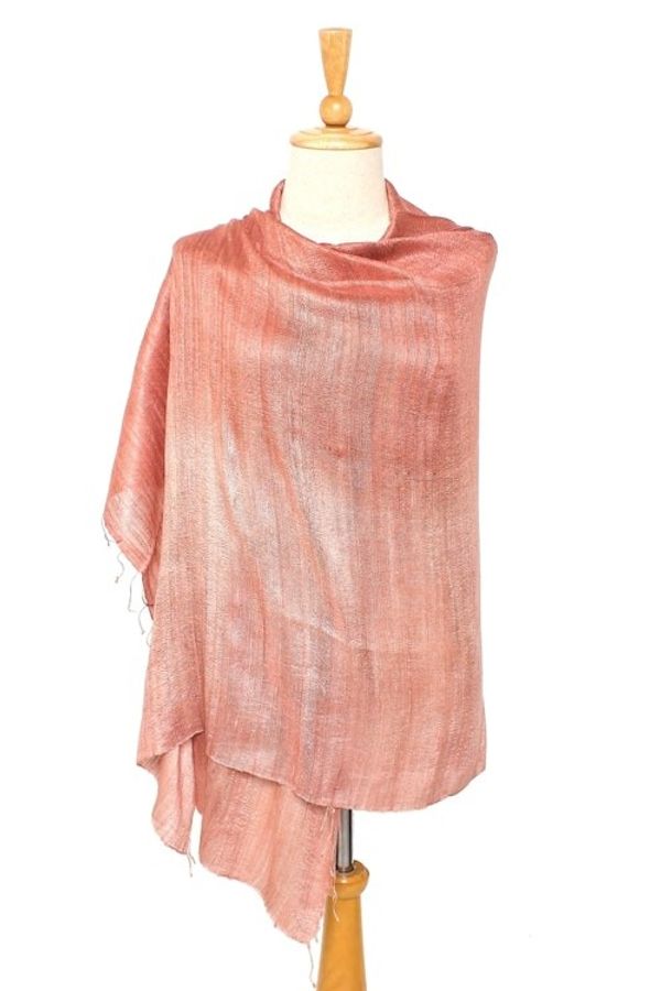 Alternate image for Handcrafted Silk Shawl Bold Rose