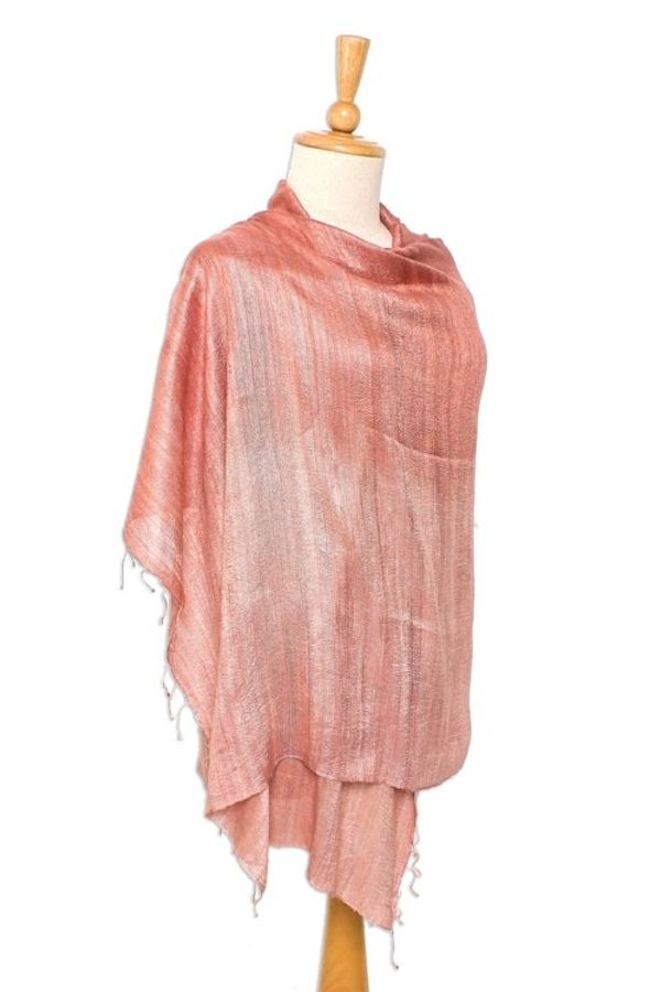 Alternate image for Handcrafted Silk Shawl Bold Rose