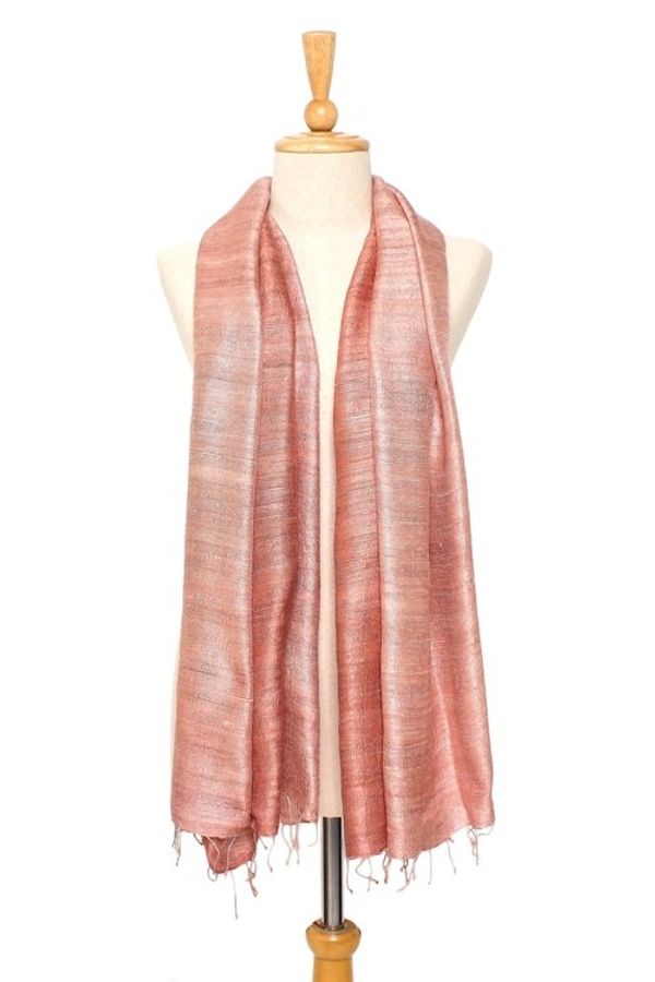 Alternate image for Handcrafted Silk Shawl Bold Rose