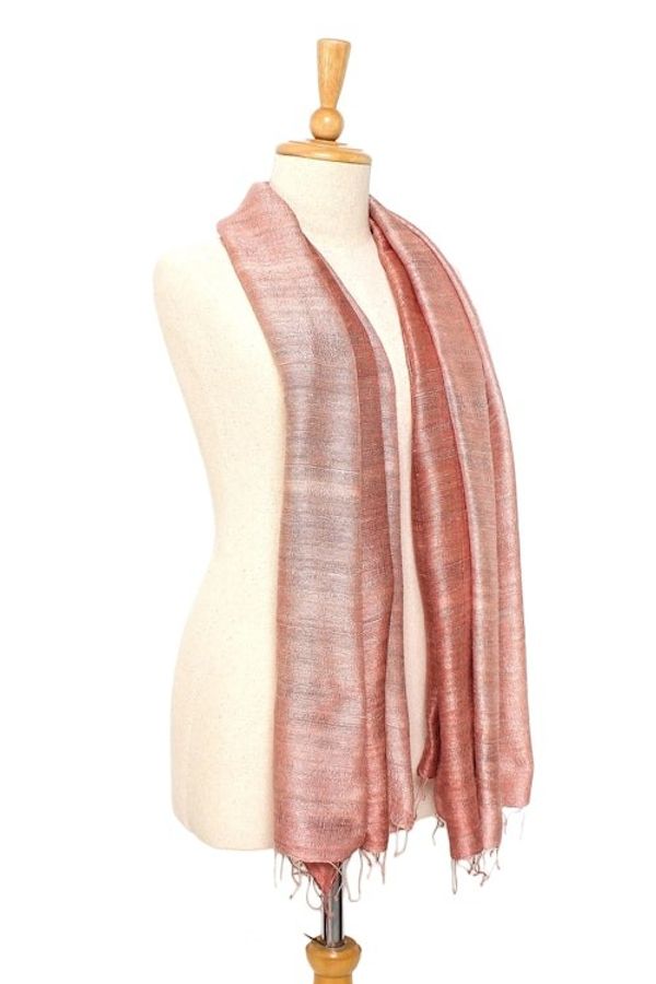 Alternate image for Handcrafted Silk Shawl Bold Rose