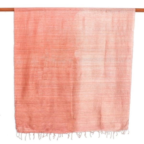 Alternate image for Handcrafted Silk Shawl Bold Rose