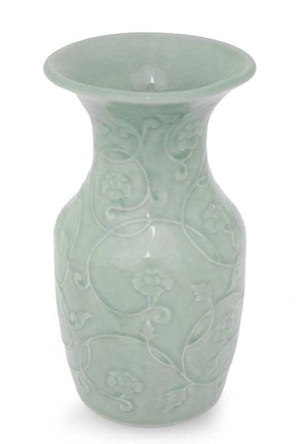 Alternate image for Celadon Ceramic Vase Floral Fantasy