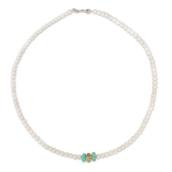 Alternate image for Pearl and Amazonite Necklace Lovely Lady