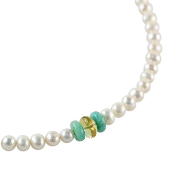 Alternate image for Pearl and Amazonite Necklace Lovely Lady