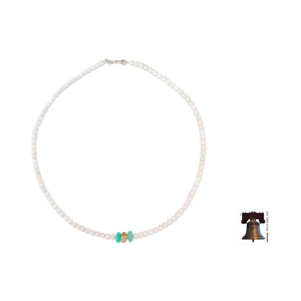 Alternate image for Pearl and Amazonite Necklace Lovely Lady