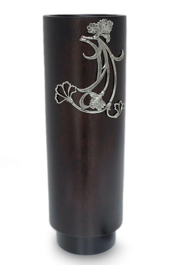 Alternate image for Mango wood and pewter vase Dance of the Flowers