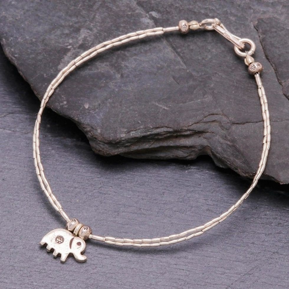 Hand Crafted Fine Silver Charm Bracelet 'Karen Elephant'