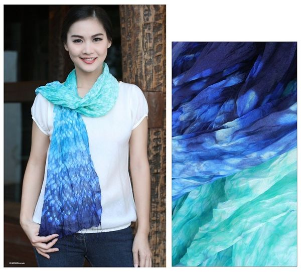 Image for Silk Scarf from Thailand Fabulous Sea