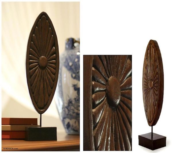 Alternate image for Wood sculpture Oval Daisy