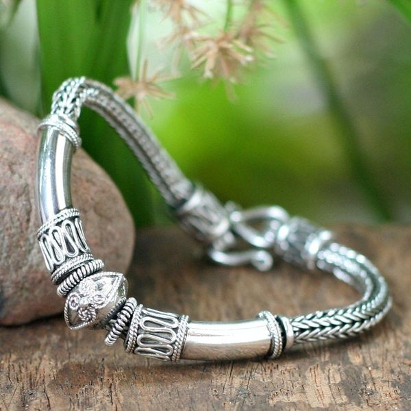 Alternate image for Handcrafted Sterling Silver Chain Bracelet Thai Legend
