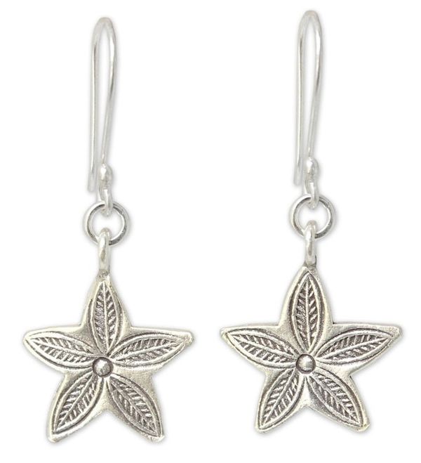 Alternate image for Silver dangle earrings Karen Star Leaf