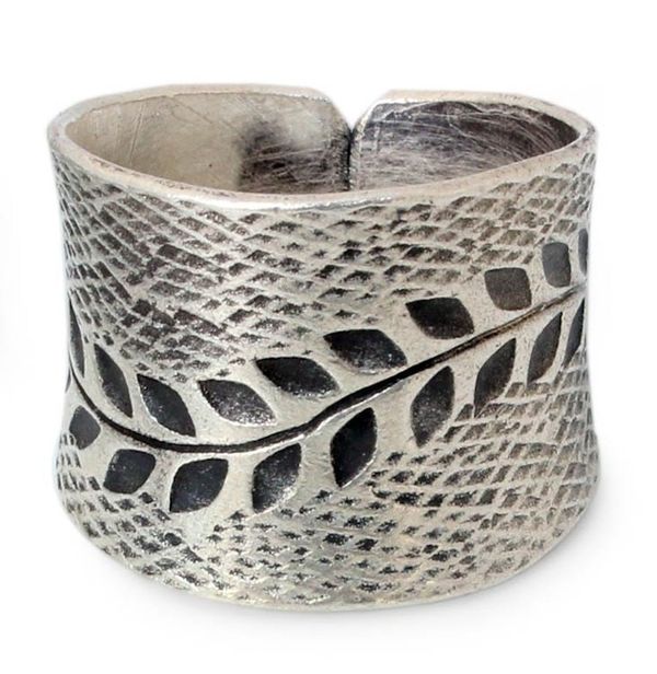 Alternate image for Sterling Silver Band Ring Leaf Garland