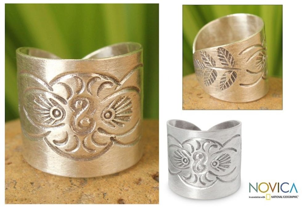 Hill Tribe Sterling Silver Wrap Ring 'Live With Nature'