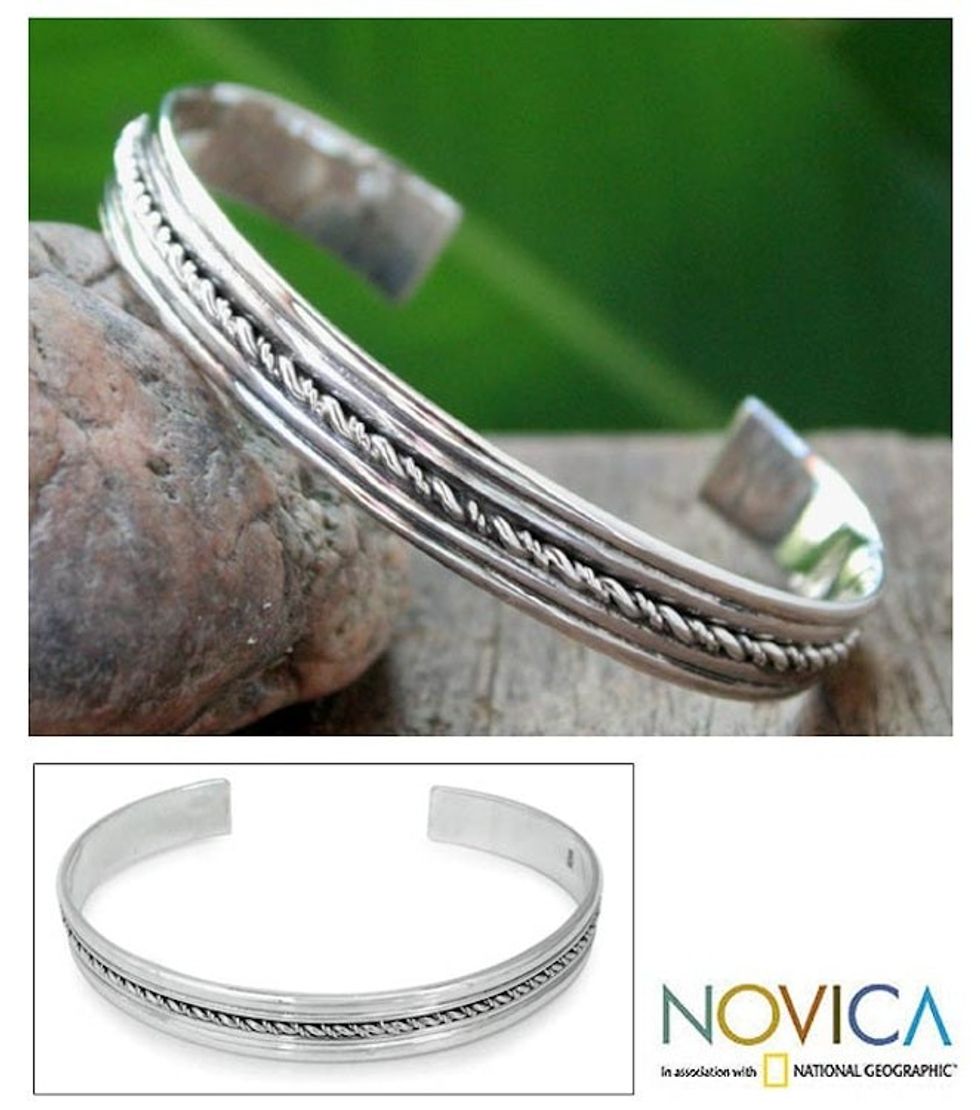 Handcrafted Sterling Silver Cuff Bracelet 'Perfect Harmony'