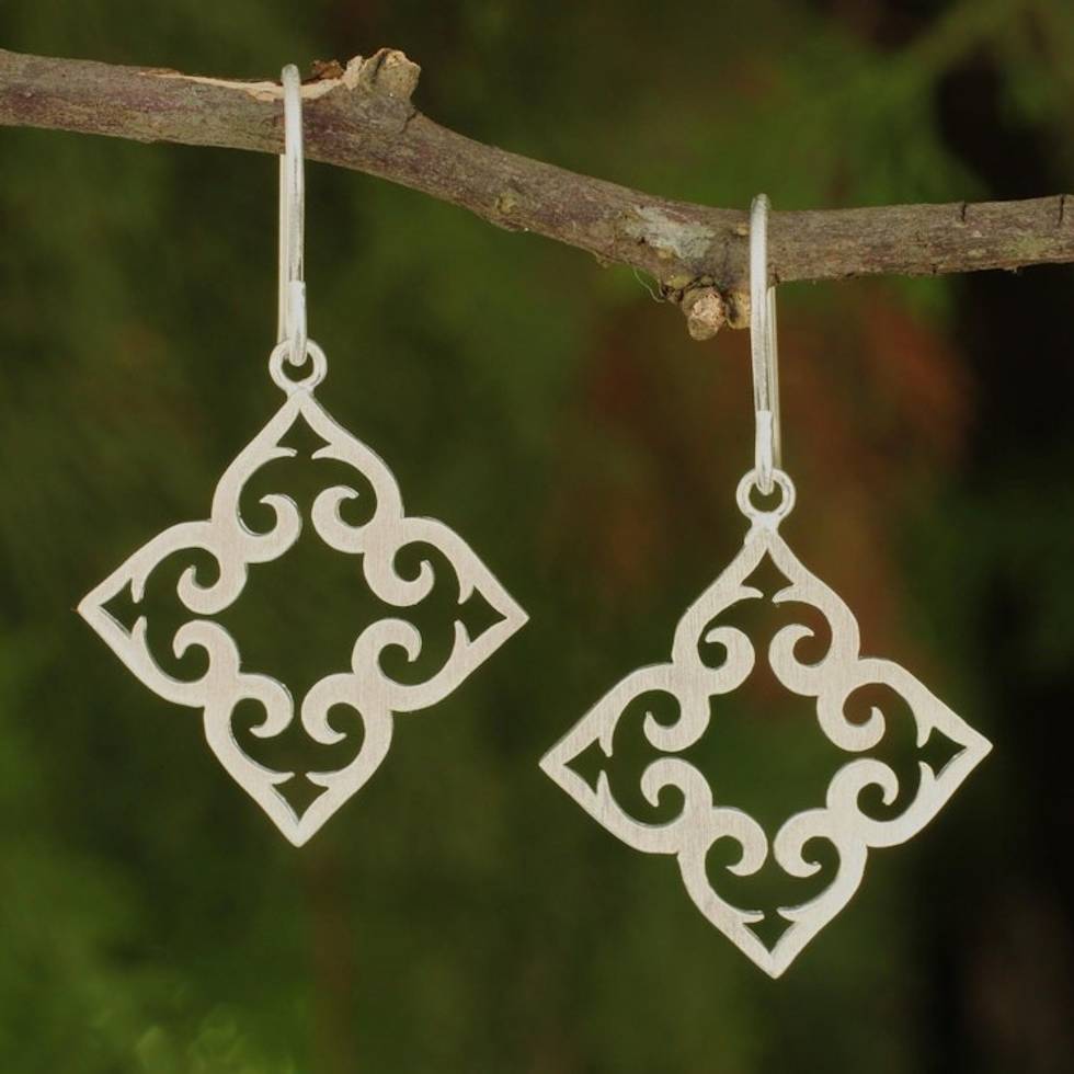Handcrafted Sterling Silver Dangle Earrings 'Kaleidoscope Hearts'