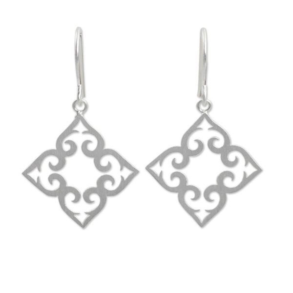 Alternate image for Handcrafted Sterling Silver Dangle Earrings Kaleidoscope Hearts