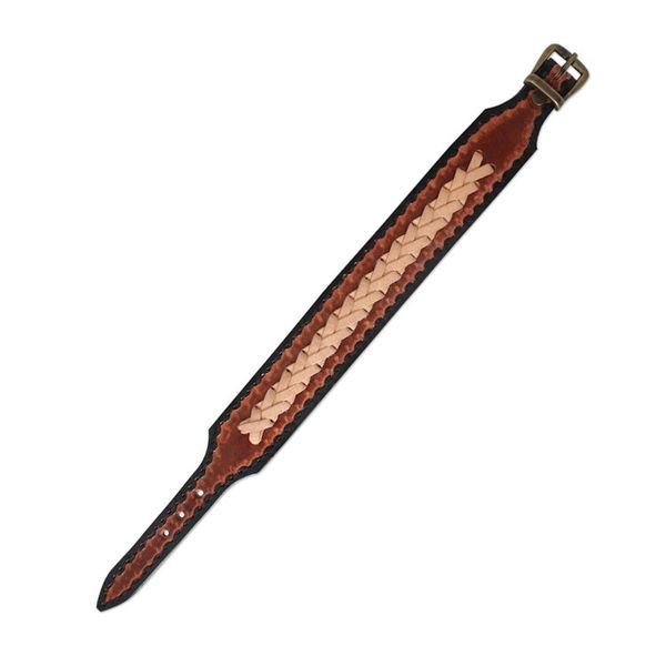 Alternate image for Mens Handcrafted Leather Wristband Bracelet from Thailand Thai Cowboy