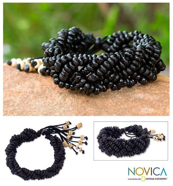 Alternate image for Coconut shell braided bracelet Black Forest