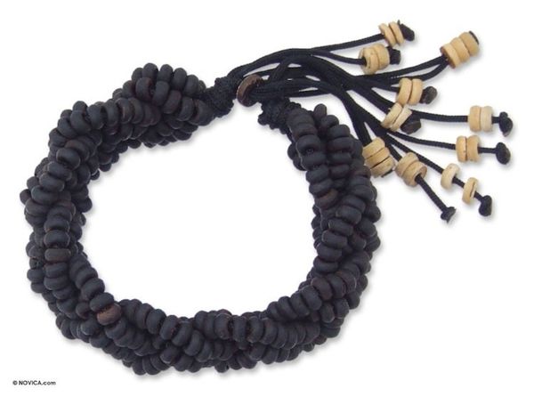 Alternate image for Coconut shell braided bracelet Black Forest