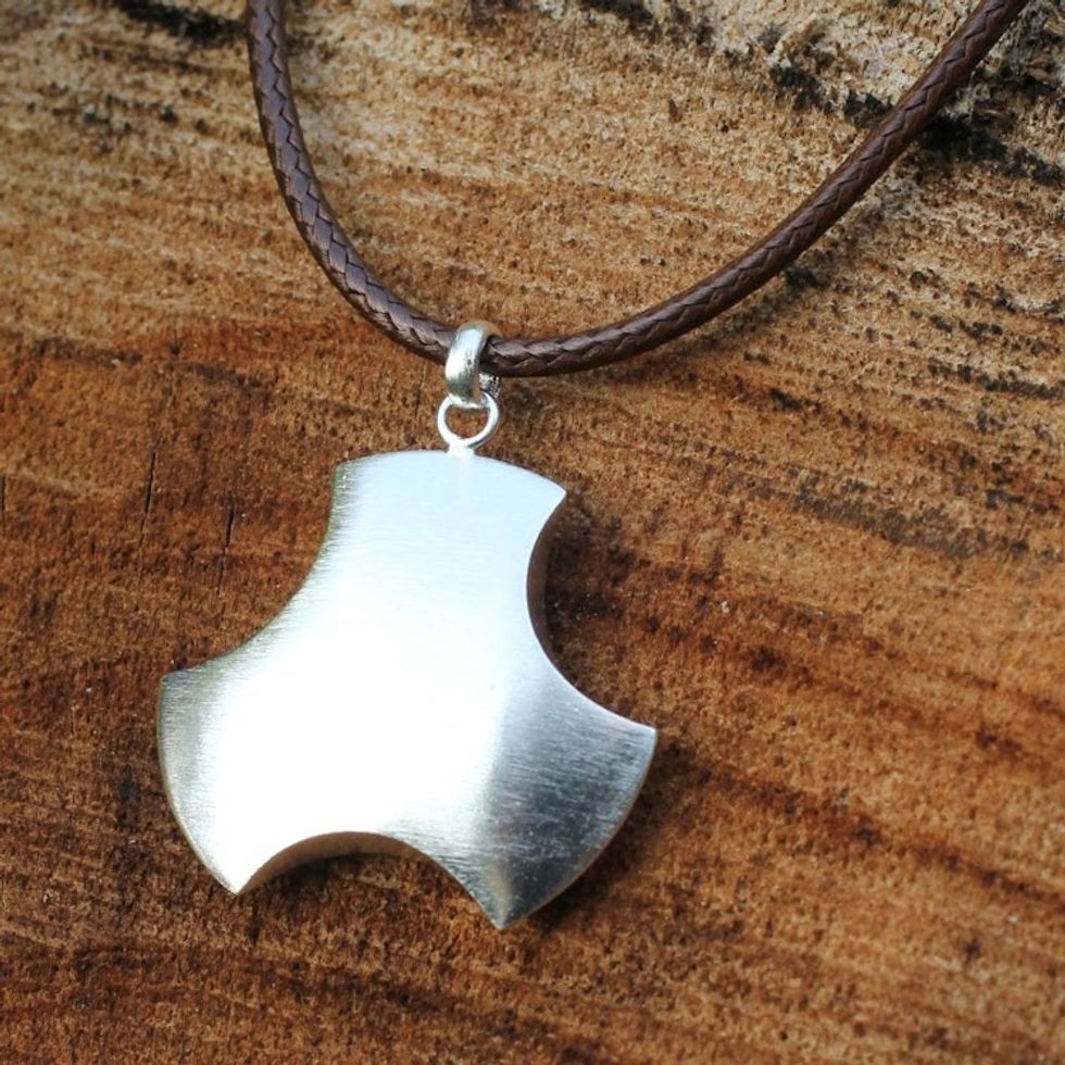 Modern Hand Crafted Brushed Silver Pendant Necklace 'Free Wheel'