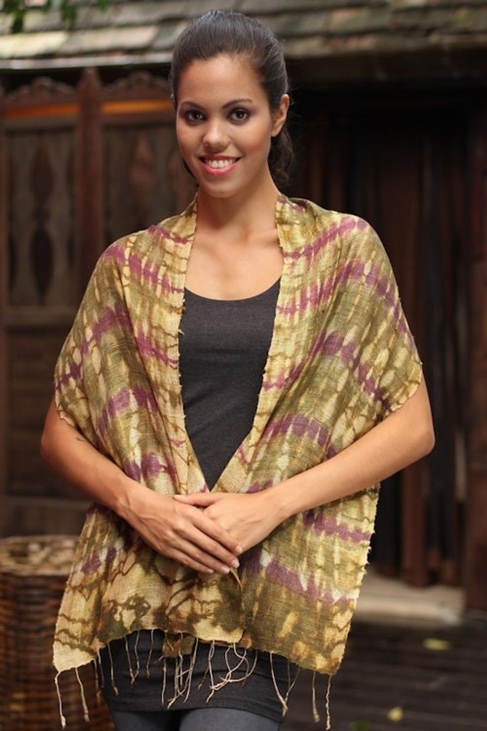Thai Silk Scarf 'Purple Wilderness'