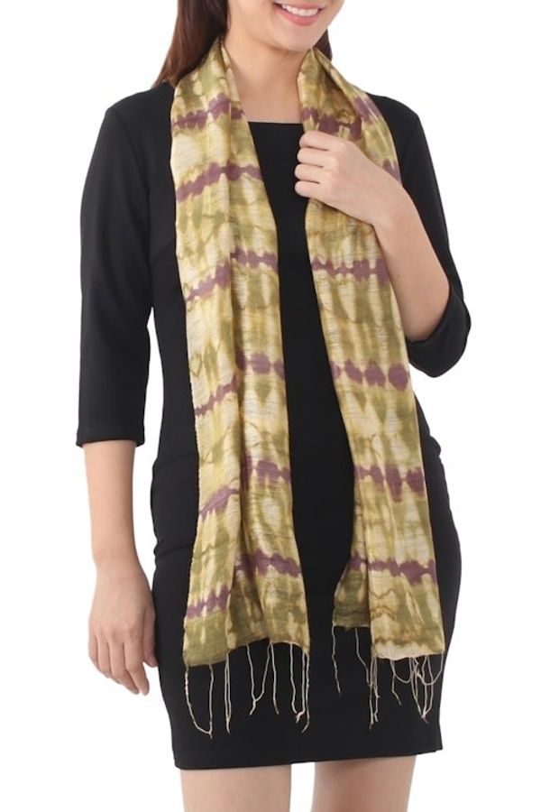 Alternate image for Thai Silk Scarf Purple Wilderness