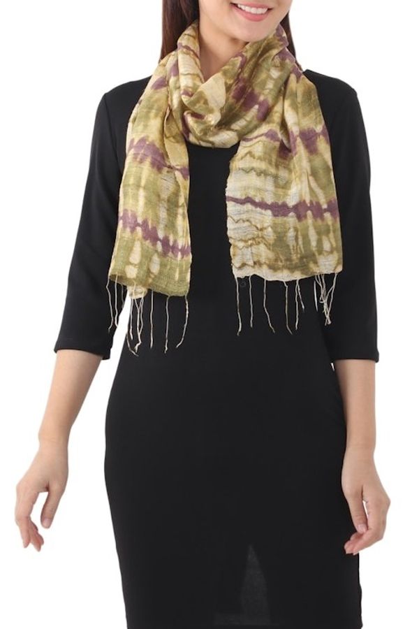 Alternate image for Thai Silk Scarf Purple Wilderness