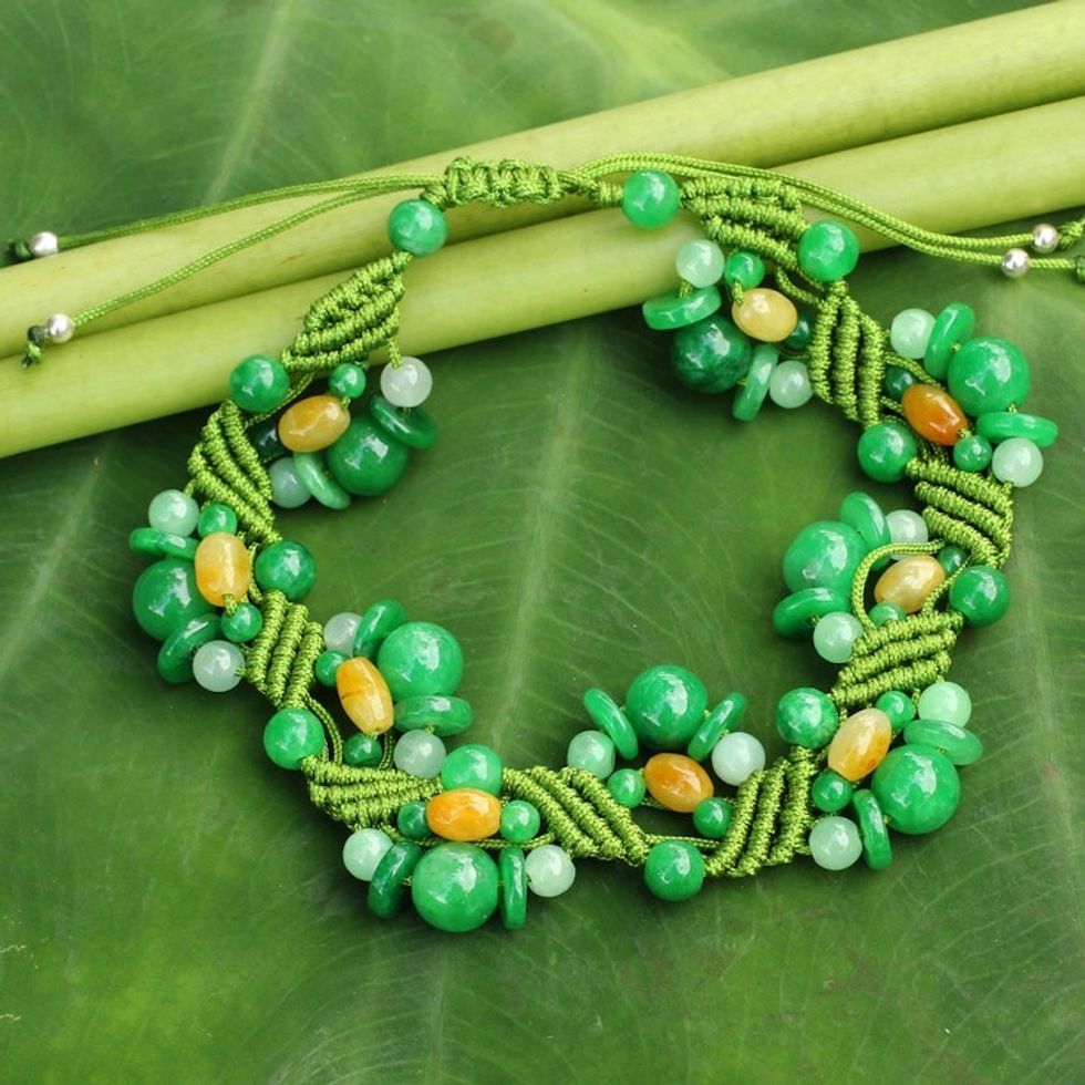Jade Bracelet Artisan Crafted Jewelry 'Green Whispers'