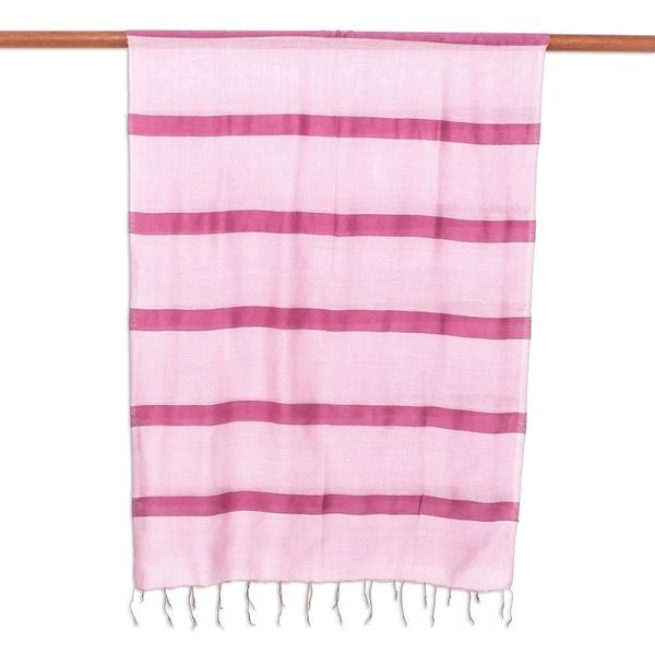 Alternate image for Handwoven Pink Rayon and Silk Scarf Rose Harmony