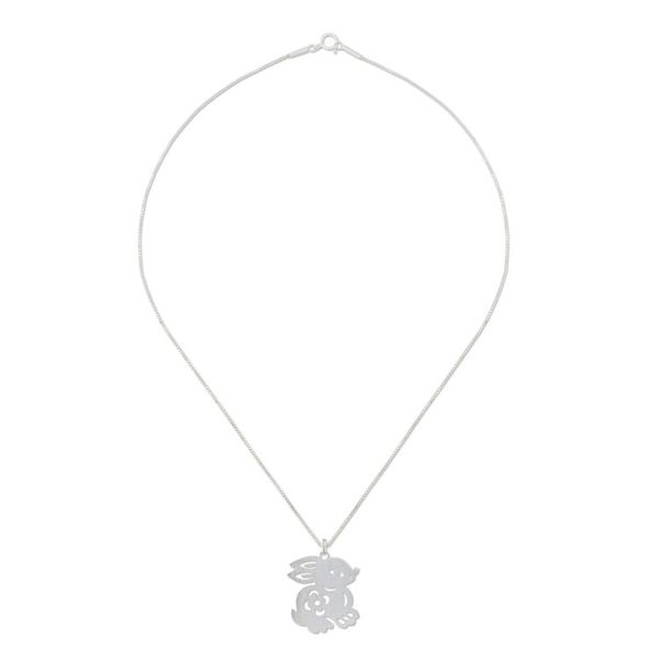 Alternate image for Handcrafted Sterling Silver Pendant Necklace Chinese Zodiac Rabbit