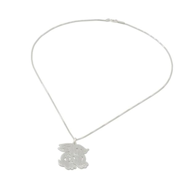 Alternate image for Handcrafted Sterling Silver Pendant Necklace Chinese Zodiac Rabbit