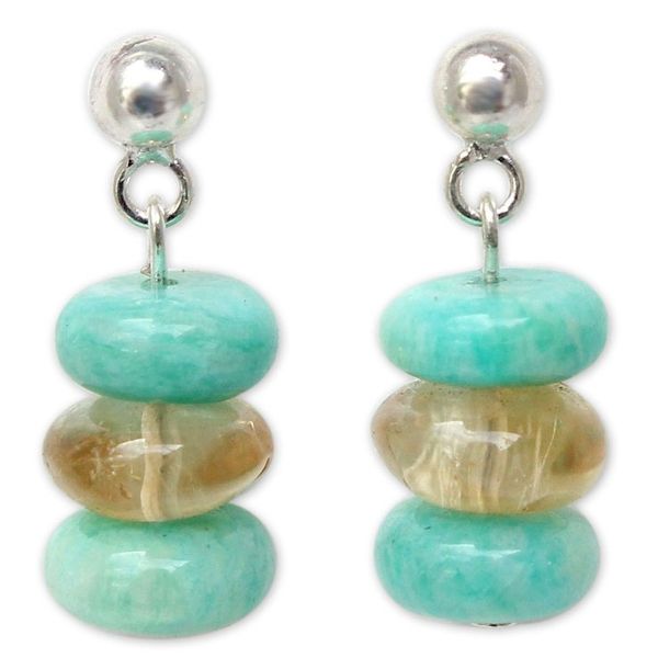 Alternate image for Amazonite and Citrine Dangle Earrings Lovely Lady