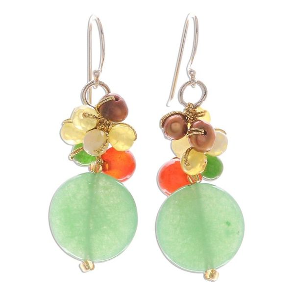 Alternate image for Quartz and Pearl Dangle Earrings Thai Joy
