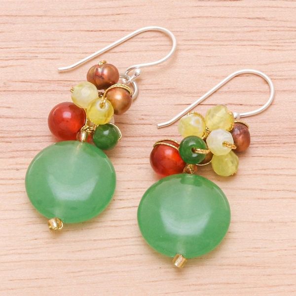 Alternate image for Quartz and Pearl Dangle Earrings Thai Joy