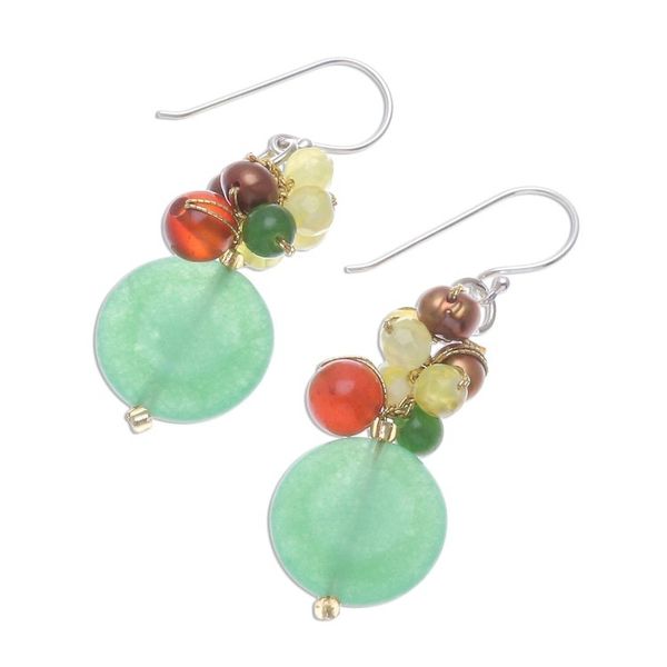 Alternate image for Quartz and Pearl Dangle Earrings Thai Joy