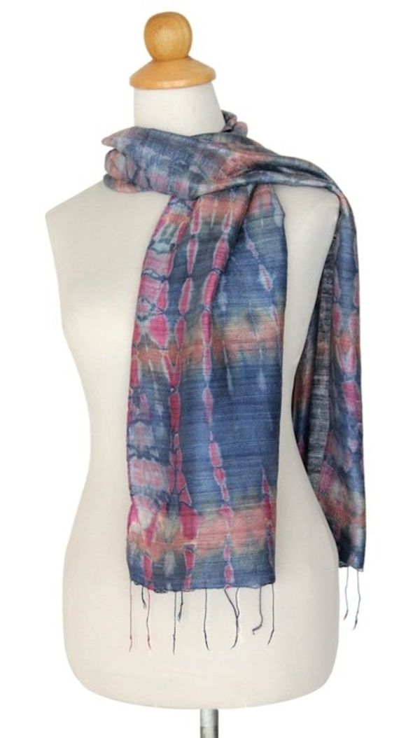 Alternate image for Silk Scarf from Thailand Gray Wilderness