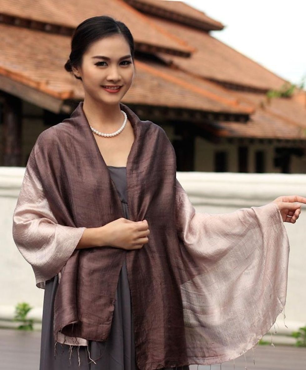Silk Shawl 'Shimmering Raisin'