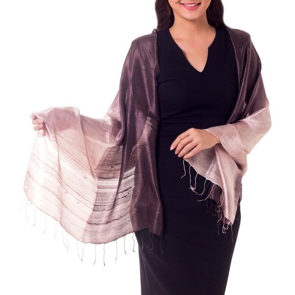 Alternate image for Silk Shawl Shimmering Raisin