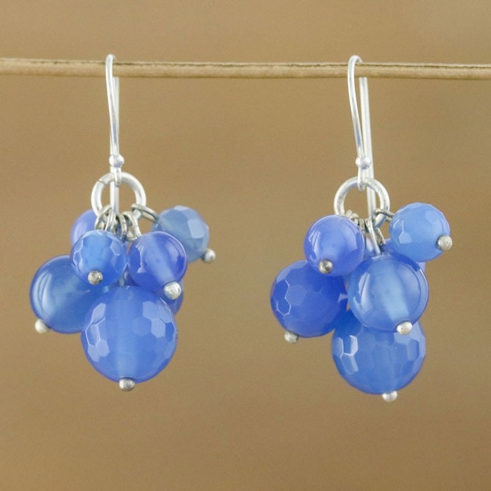 Sterling silver cluster earrings 'Blueberry Friends'