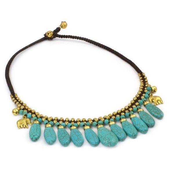 Alternate image for Beaded Turquoise Colored Elephant Necklace Siam Legacy