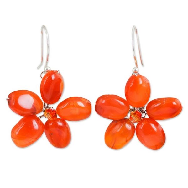 Alternate image for Handcrafted Floral Carnelian Earrings Mystic Daisy