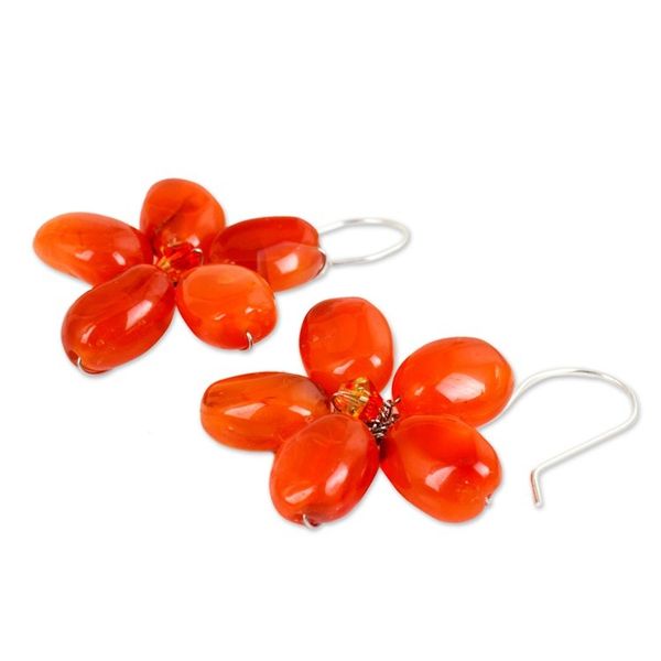 Alternate image for Handcrafted Floral Carnelian Earrings Mystic Daisy