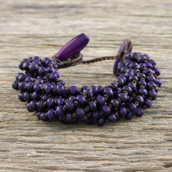 Alternate image for Purple Torsade Bracelet Wood Beaded Jewelry Nan Belle