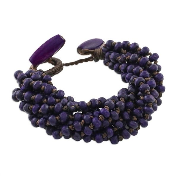 Alternate image for Purple Torsade Bracelet Wood Beaded Jewelry Nan Belle